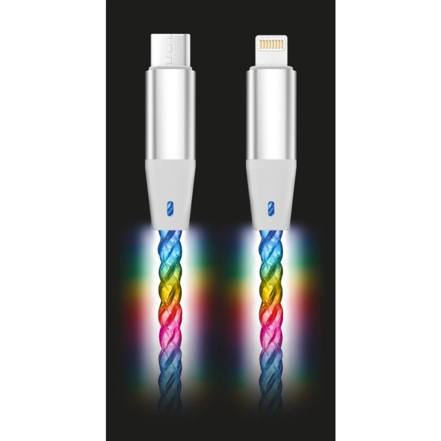Aligator DATKP63 - USB-Kabel USB-C / Lightning mit LED-Beleuchtung 30W Power Delivery 1,2m