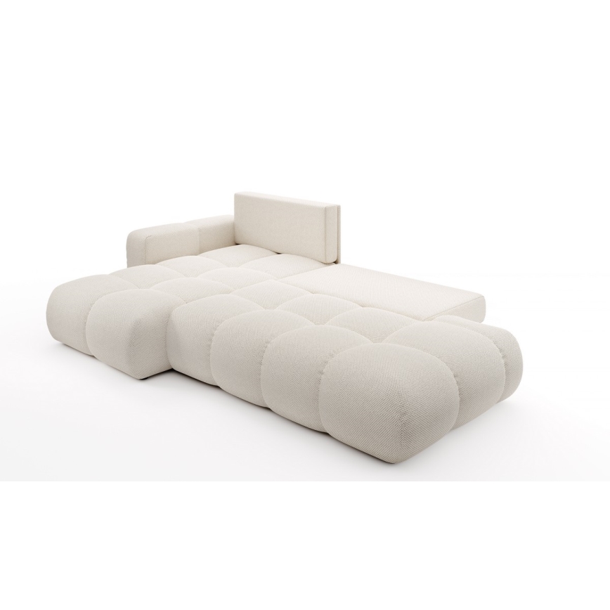 Gepolstertes Ecksofa ALMADA in L‑Form mit Schlaffunktion und Stauraum, links, hellbeige