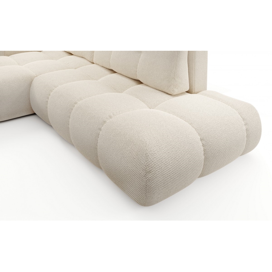 Gepolstertes Ecksofa ALMADA in L‑Form mit Schlaffunktion und Stauraum, links, hellbeige