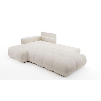 Gepolstertes Ecksofa ALMADA in L‑Form mit Schlaffunktion und Stauraum, links, hellbeige