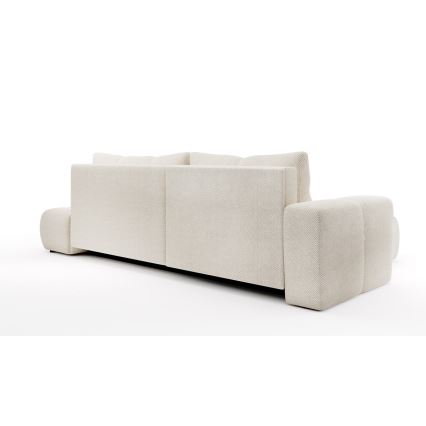 Gepolstertes Ecksofa ALMADA in L‑Form mit Schlaffunktion und Stauraum, links, hellbeige