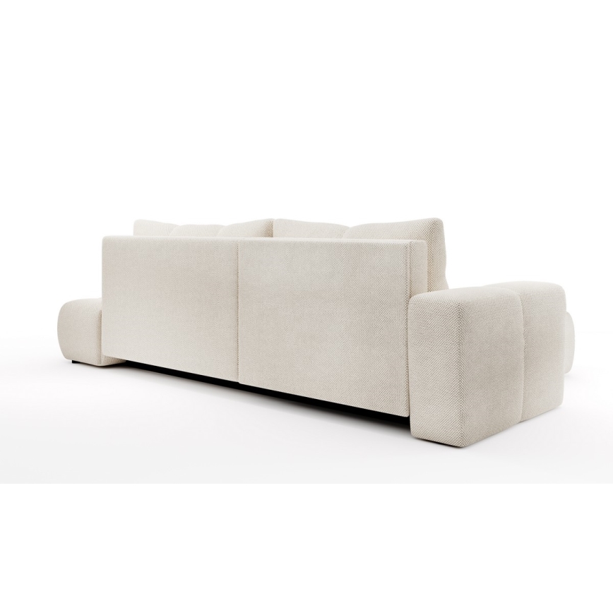 Gepolstertes Ecksofa ALMADA in L‑Form mit Schlaffunktion und Stauraum, links, hellbeige