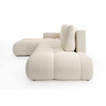 Gepolstertes Ecksofa ALMADA in L‑Form mit Schlaffunktion und Stauraum, links, hellbeige