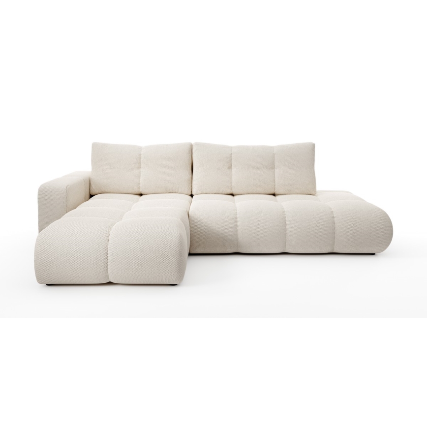 Gepolstertes Ecksofa ALMADA in L‑Form mit Schlaffunktion und Stauraum, links, hellbeige