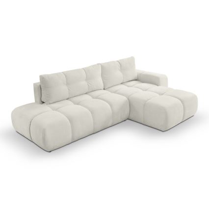 Gepolstertes L-Ecksofa ALMADA mit Schlaffunktion und Stauraum, rechts, Beige