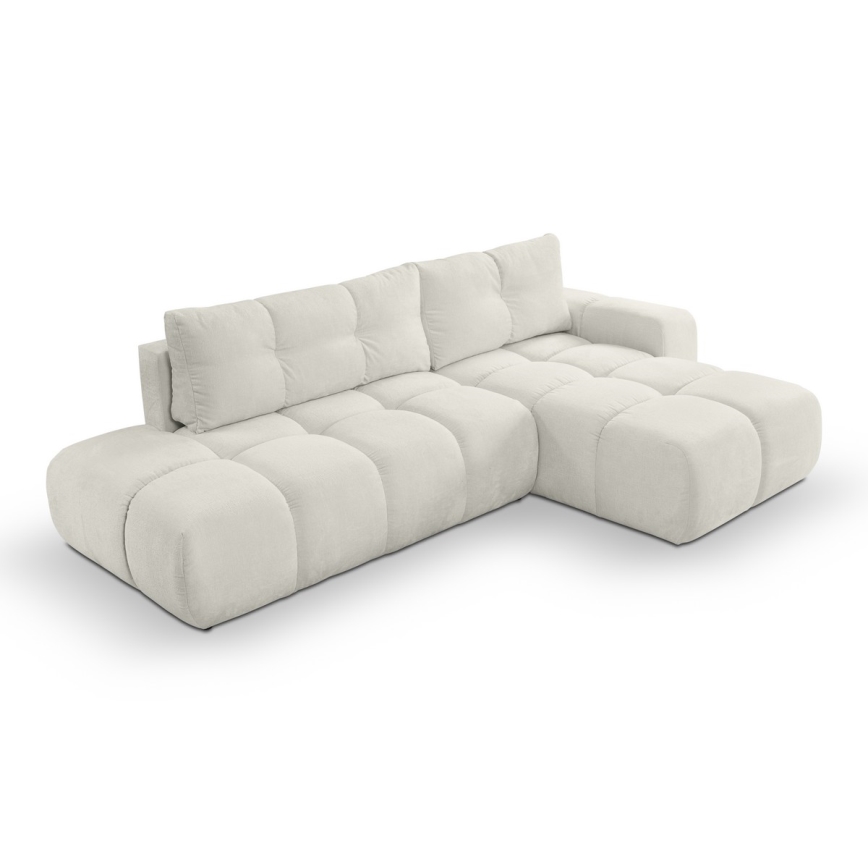 Gepolstertes L-Ecksofa ALMADA mit Schlaffunktion und Stauraum, rechts, Beige