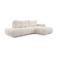 ALMADA gepolstertes Ecksofa mit Schlaffunktion und Stauraum, L-Form, rechts, hellbeige
