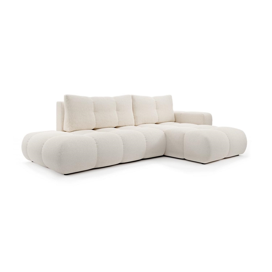 ALMADA gepolstertes Ecksofa mit Schlaffunktion und Stauraum, L-Form, rechts, hellbeige