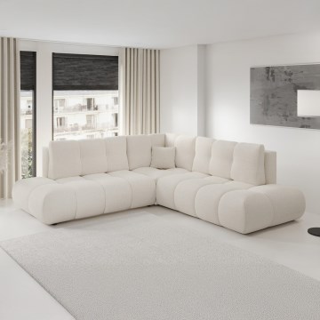 ALMADA L-Ecksofa, ausziehbar, mit Stauraum, rechts, beige