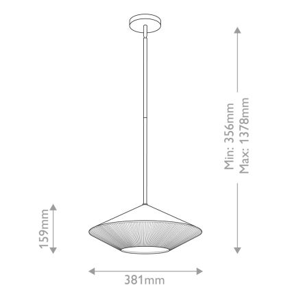 Alora Mood - Deckenleuchte an Stange DAPHNE 1xE27/60W/230V d 38,1 cm schwarz