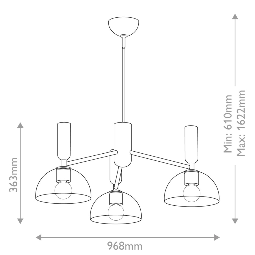 Alora Mood - Stangen-Pendelleuchte JUDE 3xE27/60W/230V schwarz