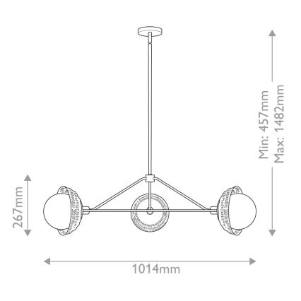 Alora Mood - Pendelleuchte mit Stange PERTH 3xE14/40W/230V goldfarben