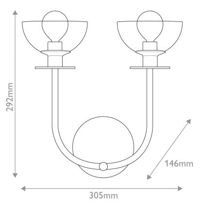Alora Mood - Wandleuchte SYLVIA 2xE14/40W/230V goldfarben