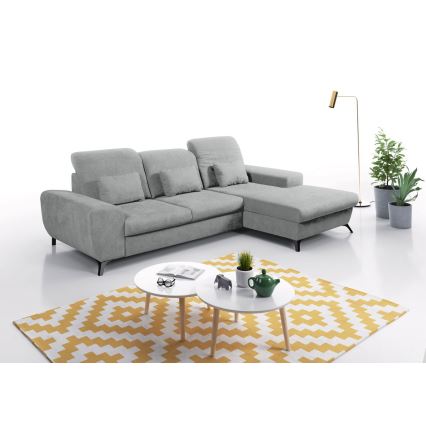 ALTA Ecksofa mit Schlaffunktion, L‑Form, rechts, gepolstert, mit integriertem Stauraum, grau