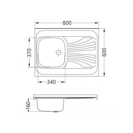 ALVEUS 1095618 - Küchenspüle CLASSIC 80x60 cm Edelstahl/satiniert, randlos, umkehrbar
