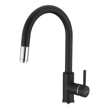 ALVEUS 1129022 - Wasserhahn/Armatur mit herausziehbarem Sprühkopf DELOS 38 cm Granit/schwarz