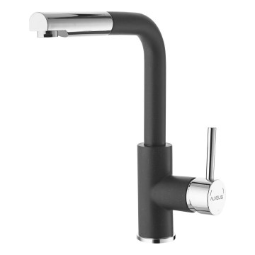 ALVEUS 1129048 - Wasserhahn/Armatur mit herausziehbarem Sprühkopf SIROS 29,7 cm Granit/schwarz
