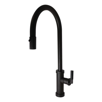 ALVEUS 1132179 - Wasserhahn/Armatur mit herausziehbarem Sprühkopf NERINA 46,8 cm Edelstahl/schwarz