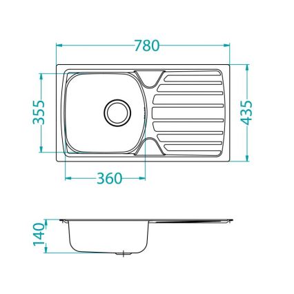 ALVEUS 1136539 - Küchenspüle BASIC 78x43,5 cm Edelstahl/Satin, großer Ablauf