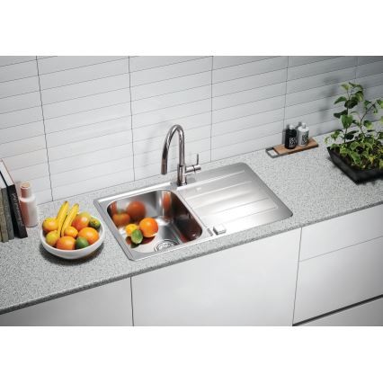ALVEUS 1136608 - Küchenspüle LINE 79x50 cm, Edelstahl/Satin, ohne Exzenter-Ablaufgarnitur