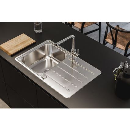 ALVEUS 1136608 - Küchenspüle LINE 79x50 cm, Edelstahl/Satin, ohne Exzenter-Ablaufgarnitur