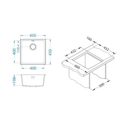 ALVEUS 1150044 - Küchenspüle OMNI 45x45 cm Granit/Weiß
