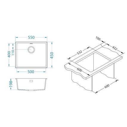 ALVEUS 1150057 - Küchenspüle OMNI 55x45 cm Granit/Schwarz