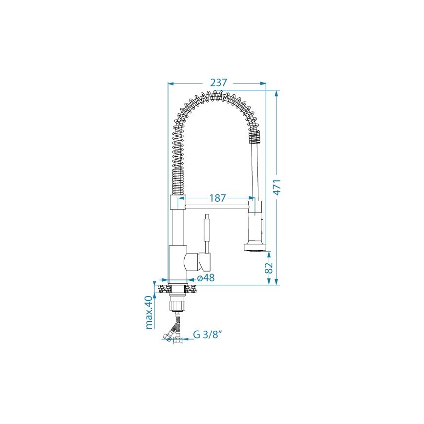 ALVEUS 1150886 - Küchenarmatur mit flexiblem Auslauf und Brause URBAN 47,1 cm Satin