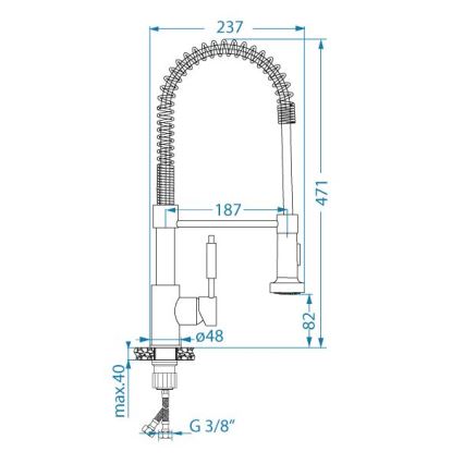 ALVEUS 1150887 - Wasserhahn/Armatur mit flexiblem Arm und Sprühvorrichtung URBAN 47,1 cm Edelstahl/schwarz