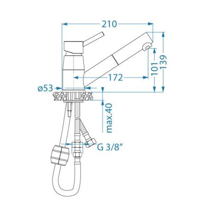 ALVEUS 1150888 - Wasserhahn/Armatur mit herausziehbarem Sprühkopf NANO 13,9 cm glänzendes Chrom
