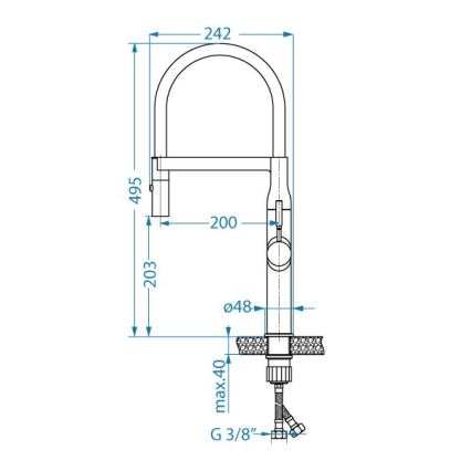 ALVEUS 1150893 - Wasserhahn/Armatur mit flexiblem Arm und Sprühvorrichtung MIRAGE 49,5 cm schwarz