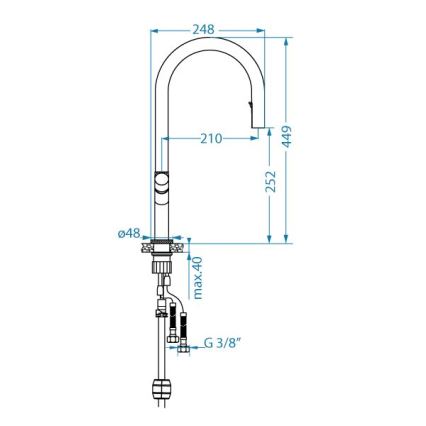ALVEUS 1150908 - Wasserhahn/Armatur mit ausziehbarer Sprühvorrichtung SWAN 44,9 cm schwarz