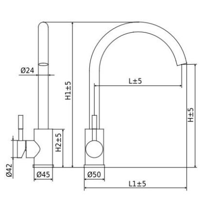 ALVEUS ES3508A - Spültischarmatur VIOLA 36,7 cm gebürsteter Stahl