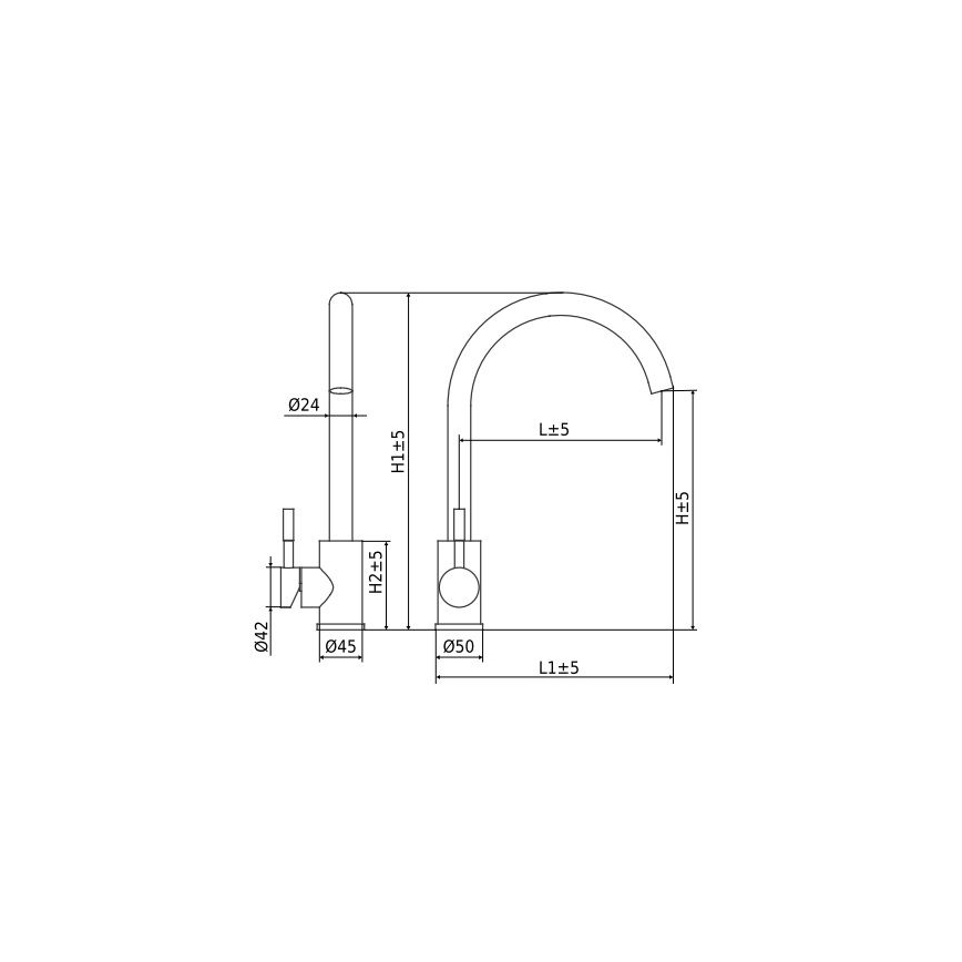 ALVEUS ES3508A - Spültischarmatur VIOLA 36,7 cm gebürsteter Stahl
