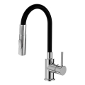 ALVEUS KI112111 - Spültischarmatur mit flexiblem Auslauf und Brause BEA 47 cm glänzender Chrom/Schwarz