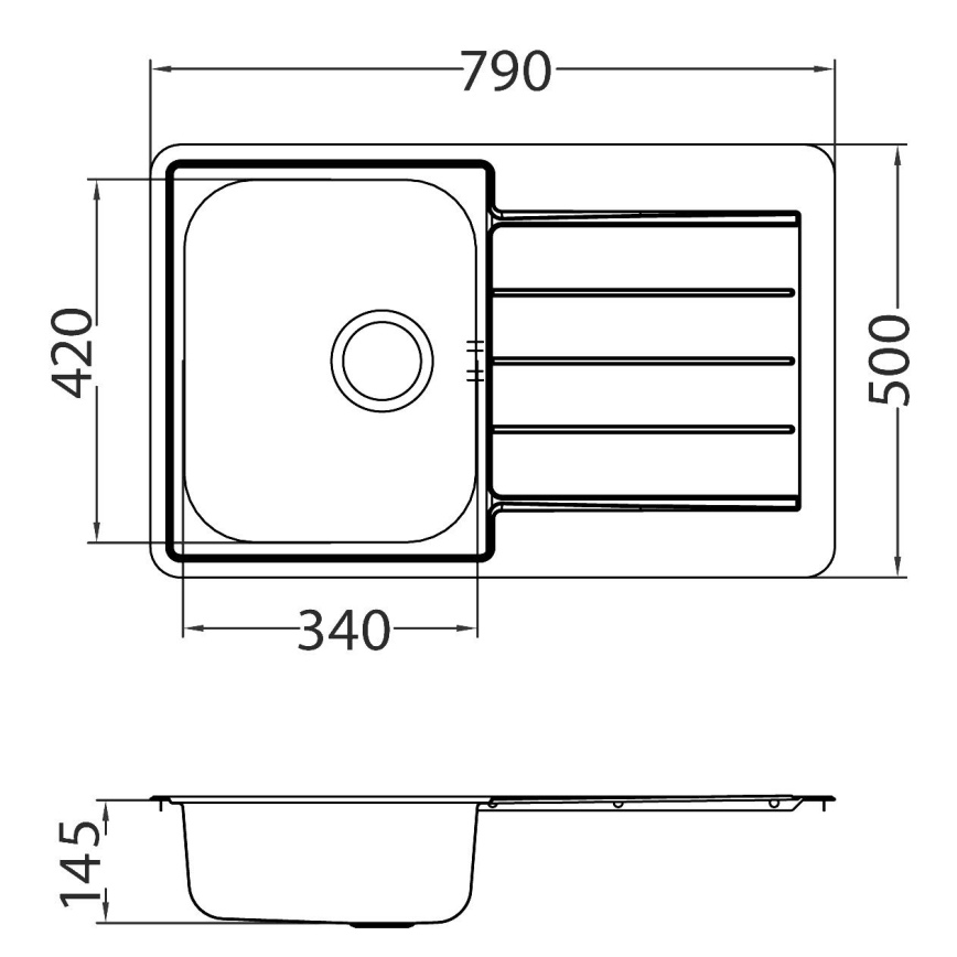 ALVEUS SET0026 - Küchenspüle LINE 79x50 cm + Küchenarmatur TONIA 29,5 cm Satin/Glanzchrom