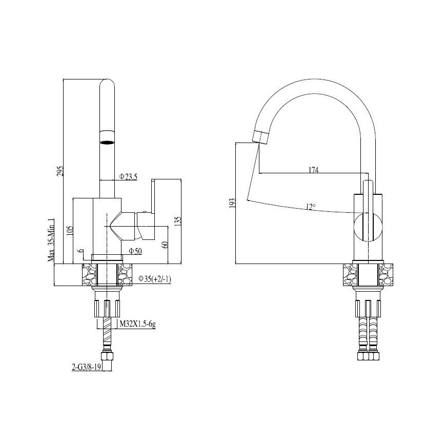 ALVEUS SET0026 - Küchenspüle LINE 79x50 cm + Küchenarmatur TONIA 29,5 cm Satin/Glanzchrom