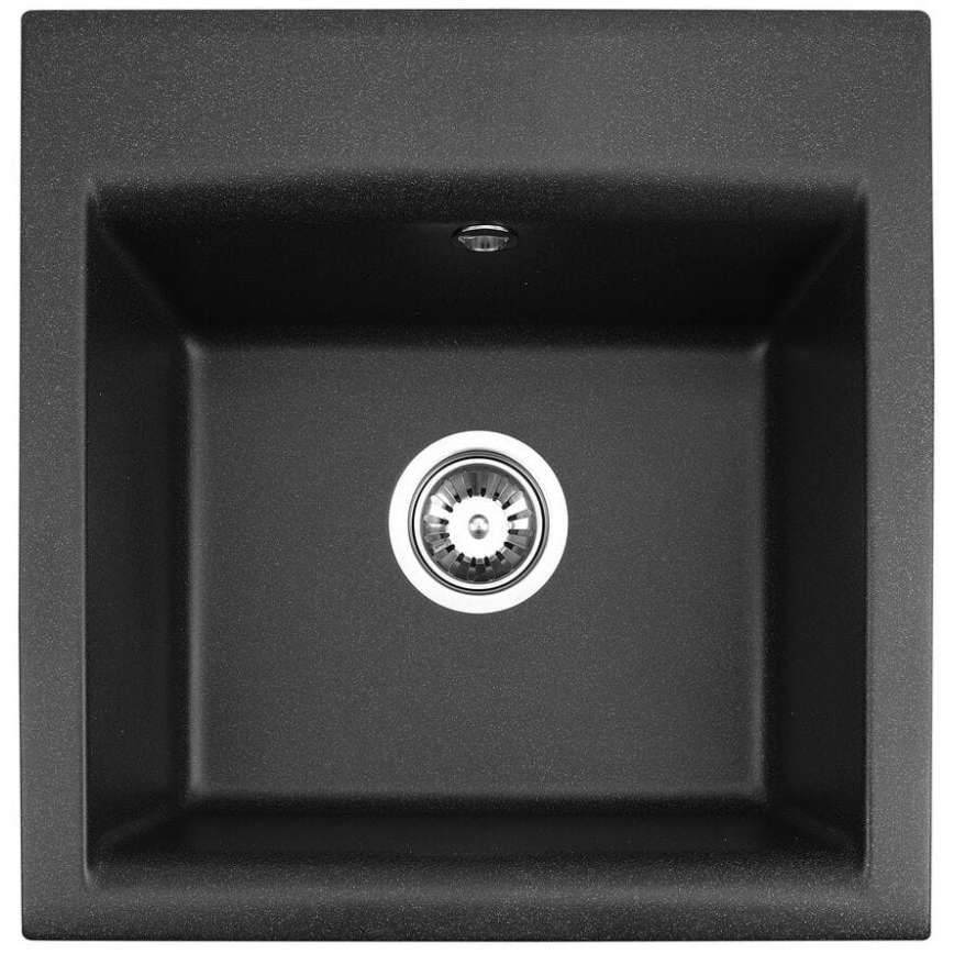 ALVEUS SETA23193 - Küchenspüle ATROX 50x50 cm + Spültischarmatur mit flexiblem Auslauf MINTAS 34 cm Granit/matt schwarz