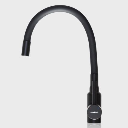 ALVEUS SETA23193 - Küchenspüle ATROX 50x50 cm + Spültischarmatur mit flexiblem Auslauf MINTAS 34 cm Granit/matt schwarz