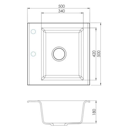 ALVEUS SETA23193 - Küchenspüle ATROX 50x50 cm + Spültischarmatur mit flexiblem Auslauf MINTAS 34 cm Granit/matt schwarz