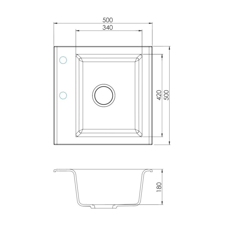 ALVEUS SETA23193 - Küchenspüle ATROX 50x50 cm + Spültischarmatur mit flexiblem Auslauf MINTAS 34 cm Granit/matt schwarz