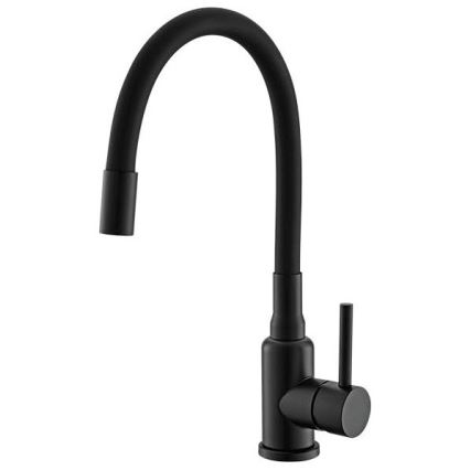 ALVEUS SETA23197 - Küchenspüle CADIT 59x50 cm + Mischbatterie mit flexiblem Auslauf MINTAS 34 cm Granit/mattschwarz