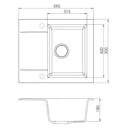 ALVEUS SETA23197 - Küchenspüle CADIT 59x50 cm + Spültischarmatur mit flexiblem Auslauf MINTAS 34 cm Granit/matt schwarz