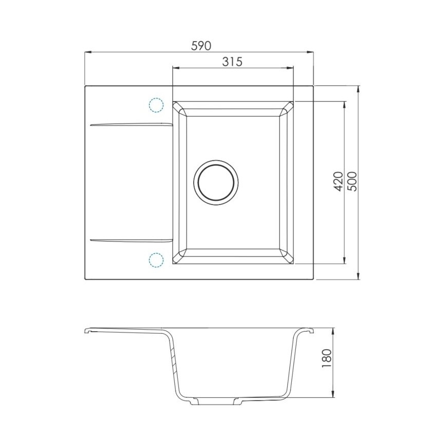 ALVEUS SETA23197 - Küchenspüle CADIT 59x50 cm + Spültischarmatur mit flexiblem Auslauf MINTAS 34 cm Granit/matt schwarz