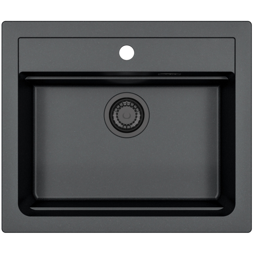ALVEUS SETA23228 - Küchenspüle ATROX 59x50 cm + Einhebelmischbatterie mit flexiblem Auslauf MINTAS 34 cm Granit/matt Schwarz