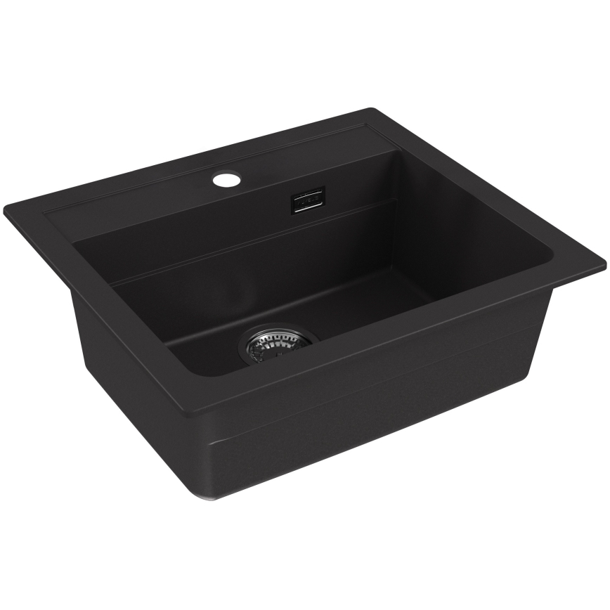 ALVEUS SETA23228 - Küchenspüle ATROX 59x50 cm + Einhebelmischbatterie mit flexiblem Auslauf MINTAS 34 cm Granit/matt Schwarz