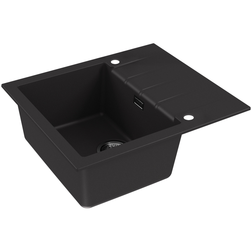 ALVEUS SETA23230 - Küchenspüle CADIT 59x50 cm + MINTAS 34 cm Granit/matt Schwarz Wasserhahn mit flexiblem Auslauf