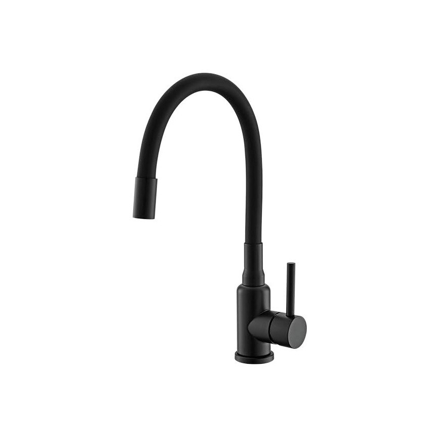 ALVEUS SETA23230 - Küchenspüle CADIT 59x50 cm + MINTAS 34 cm Granit/matt Schwarz Wasserhahn mit flexiblem Auslauf