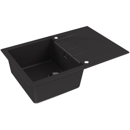 ALVEUS SETA23231 - Küchenbecken CADIT 79x50 cm + Einhebelmischer mit flexiblem Auslauf MINTAS 34 cm Granit/matt Schwarz