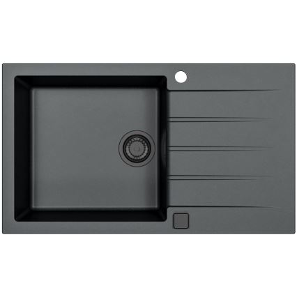 ALVEUS SETA23232 - Küchenspüle CADIT 86x50 cm + Spültischarmatur mit flexiblem Auslauf MINTAS 34 cm Granit/matt-schwarz